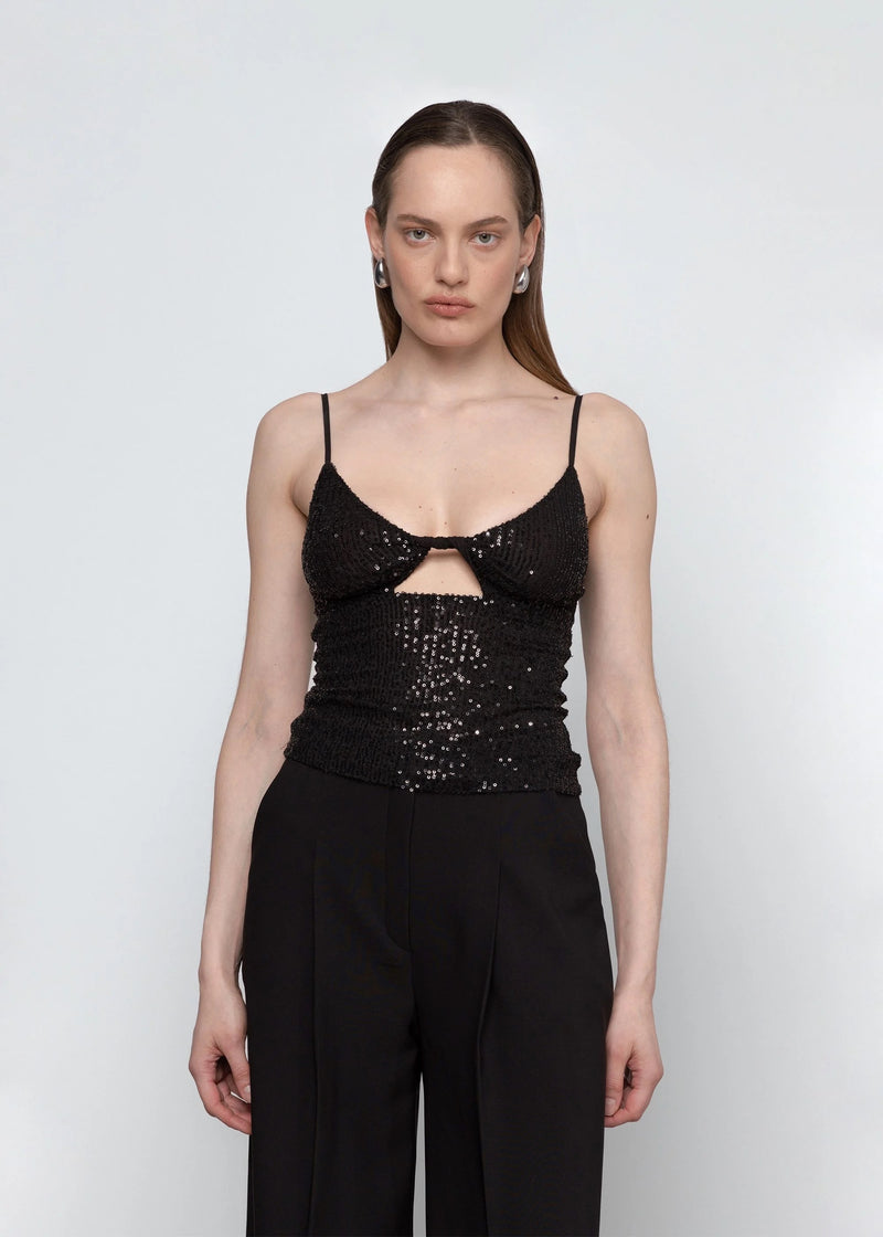 Sequin Twisted Cut-Out Top