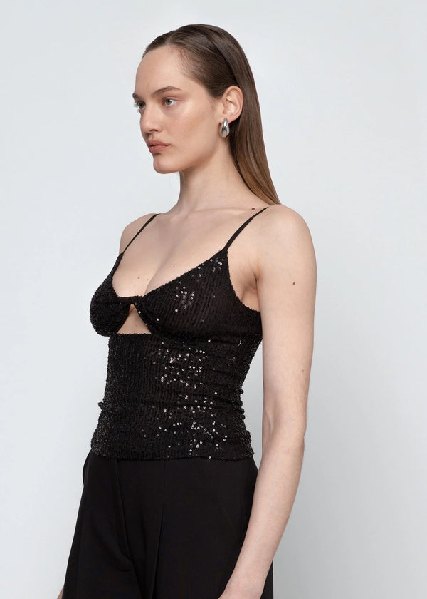 Sequin Twisted Cut-Out Top