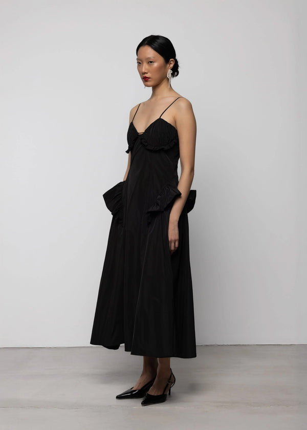 Taffeta Cut-out Slip Dress