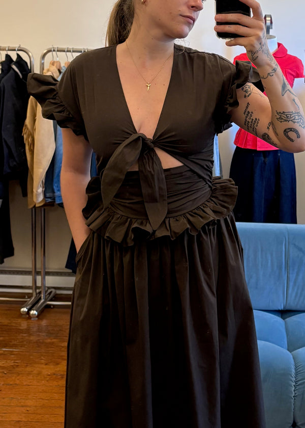 Tie Cotton Bow Maxi Dress