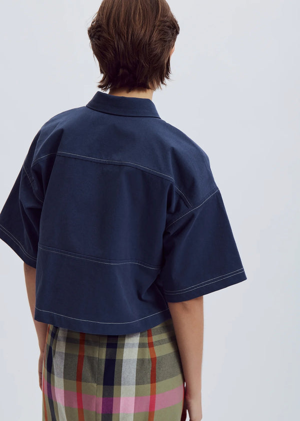 Iris Shirt with Contrast Stitching | Navy