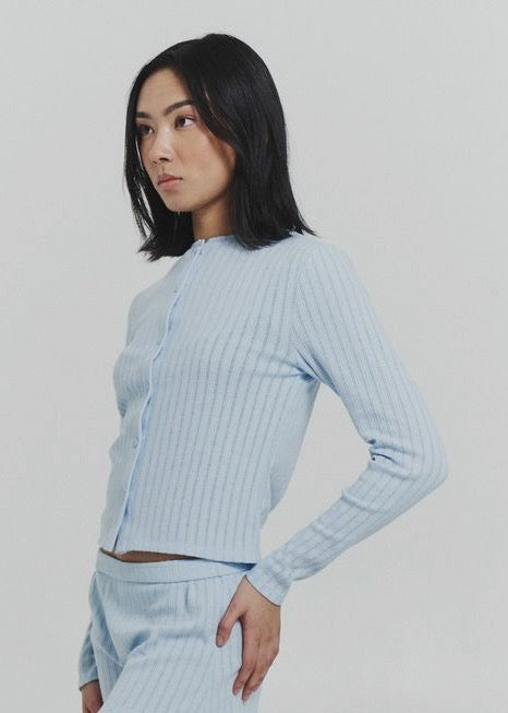 Pointelle Cardigan | Sky blue