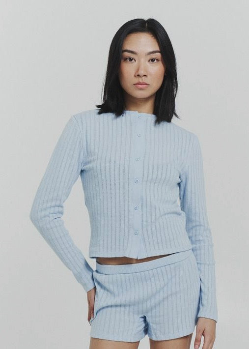 Pointelle Cardigan | Sky blue