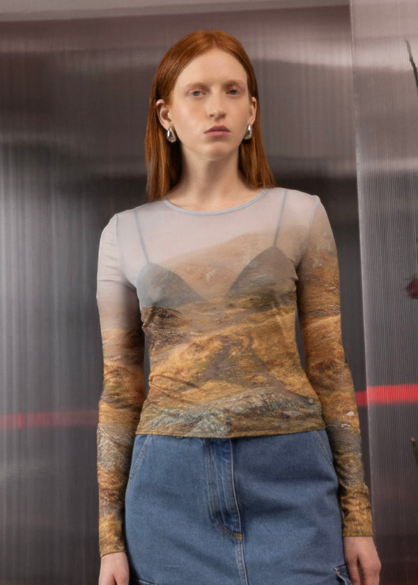 Mesh Long Sleeve Top | Negoui Print