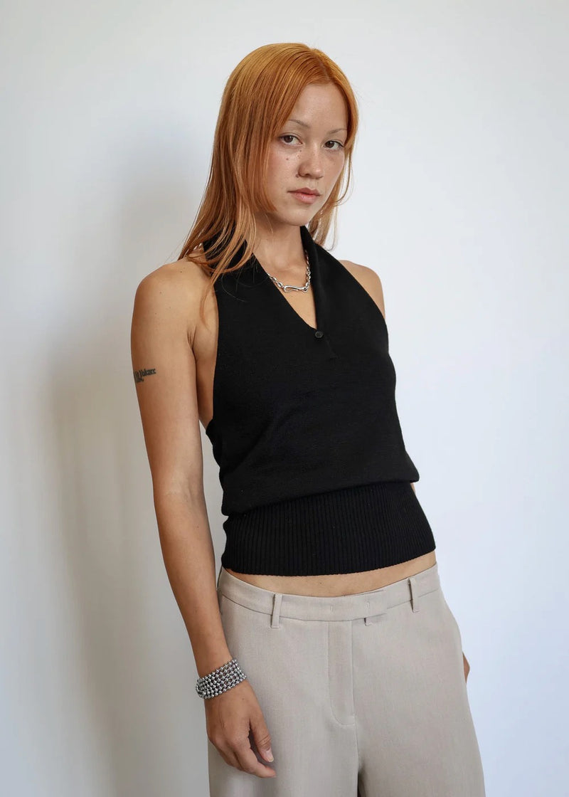 Marcelo Knit Halter Top | Black