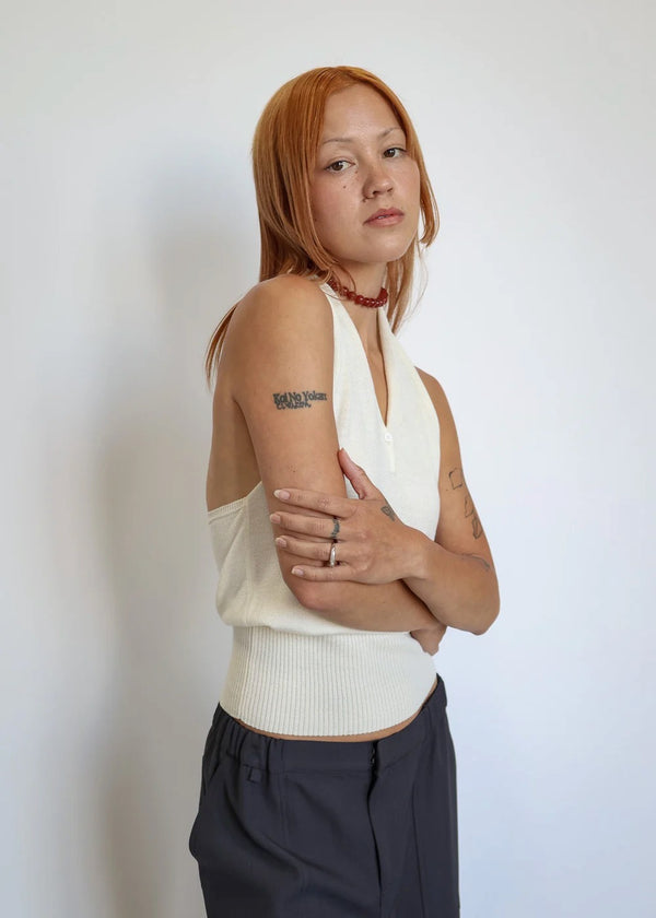 Marcelo Knit Halter Top | Butter Cream