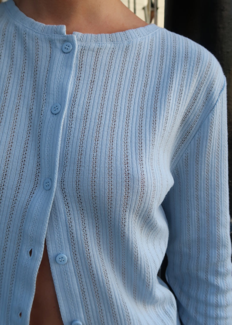 Pointelle Cardigan | Sky blue
