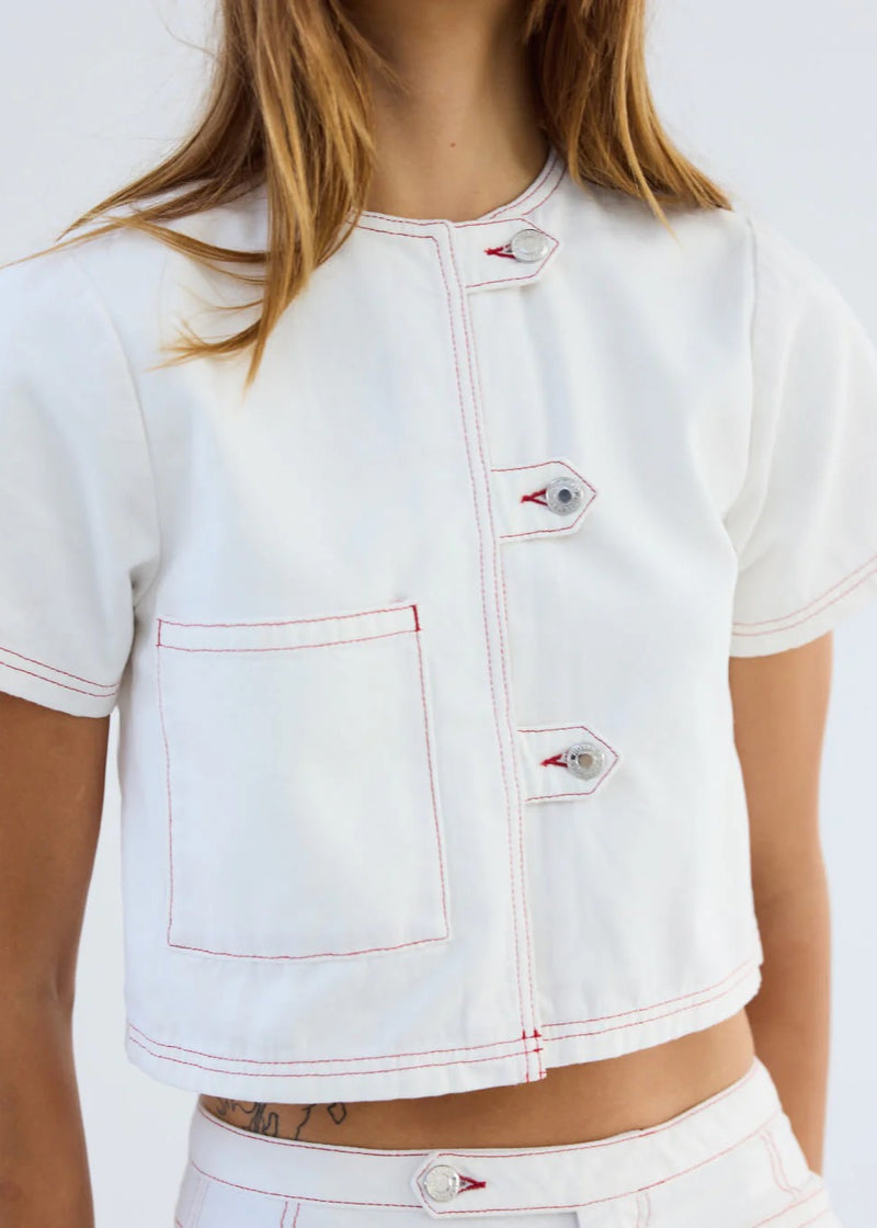 Samara Denim Tops with Red Stitching