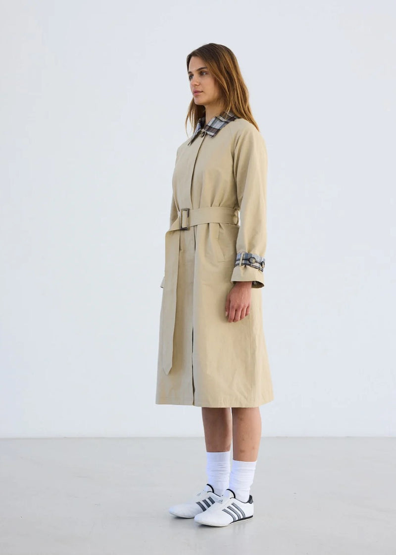 Suki Trench Coat with Check Contrast