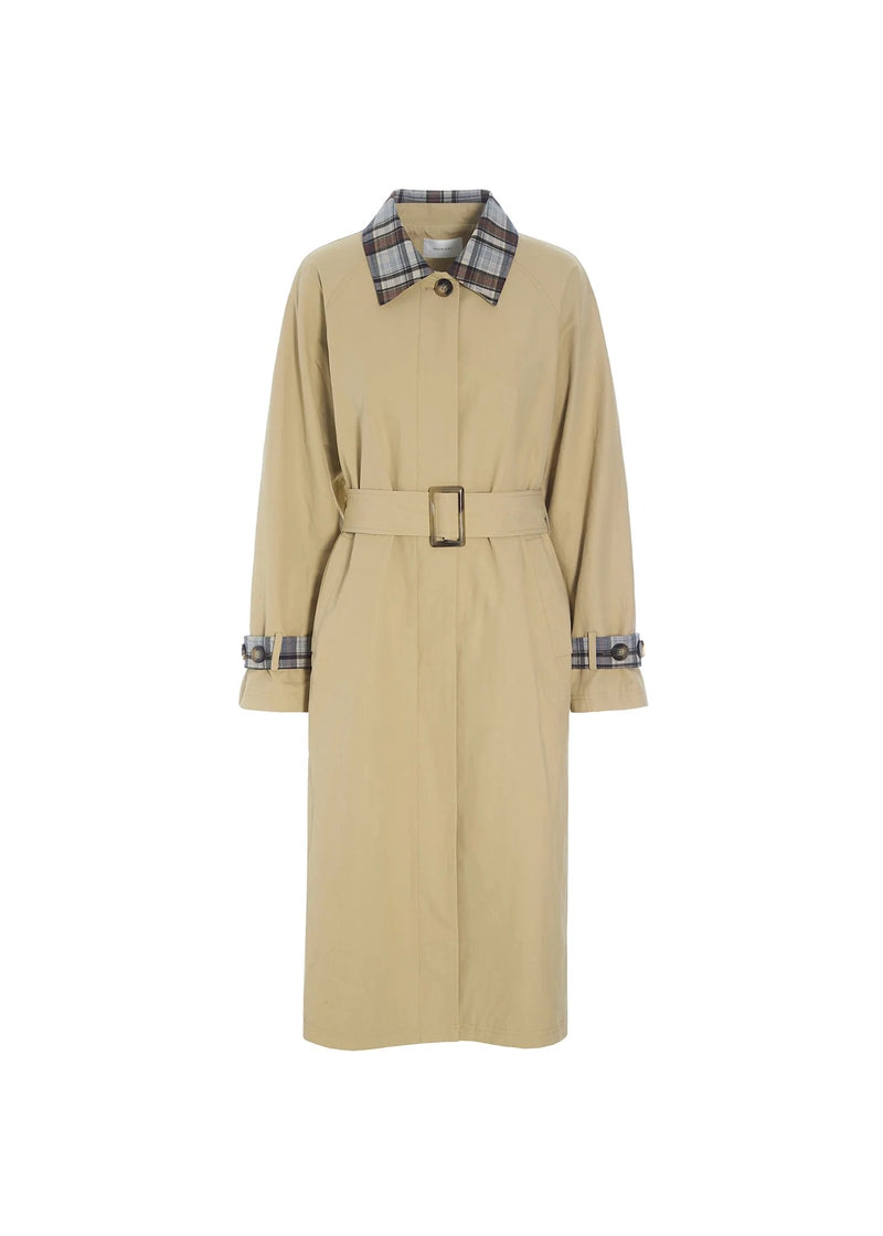 Suki Trench Coat with Check Contrast