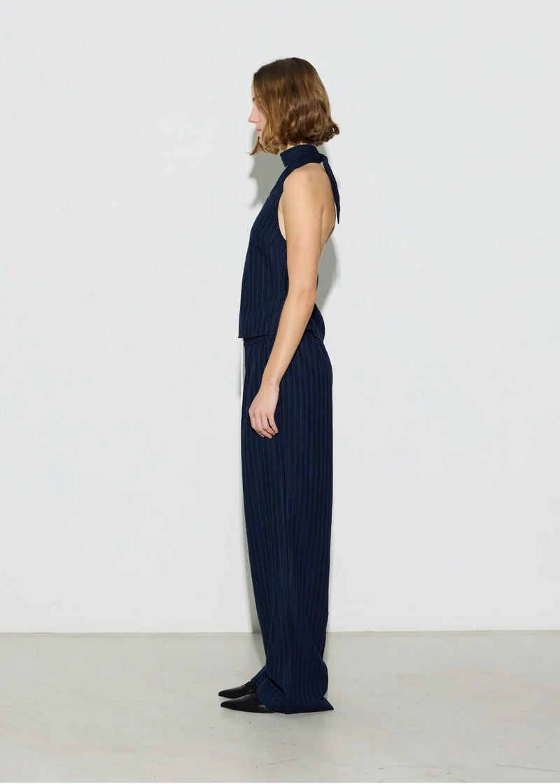 Vicky Halter Top | Navy Pinstripe
