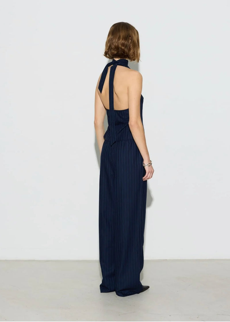 Vicky Halter Top | Navy Pinstripe