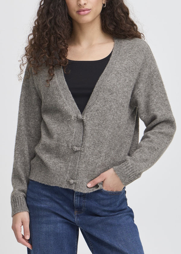 Dasila Knot Buttons Cardigan | Grey