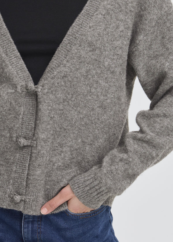 Dasila Knot Buttons Cardigan | Grey