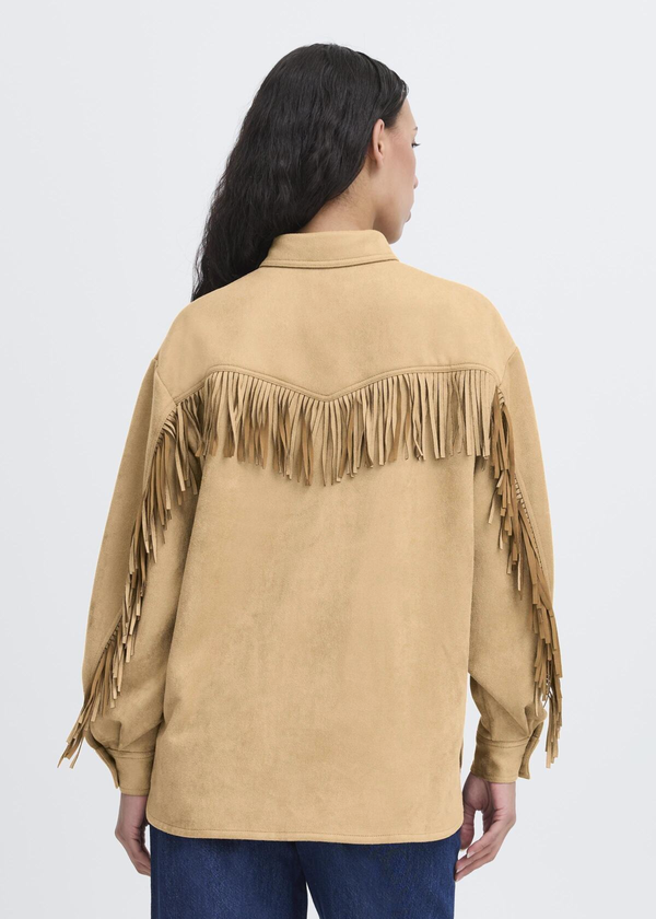Effano Faux Suede Fringe Shirt