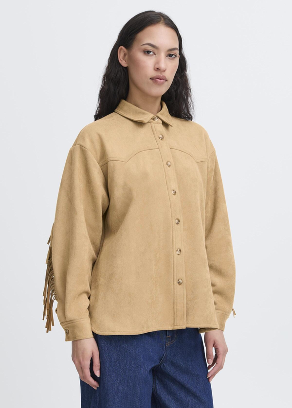 Effano Faux Suede Fringe Shirt
