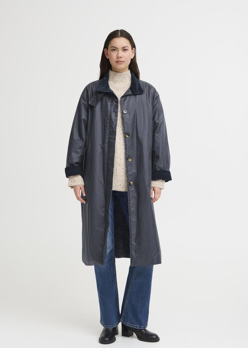 Ganilo Long Jacket | Wax Navy