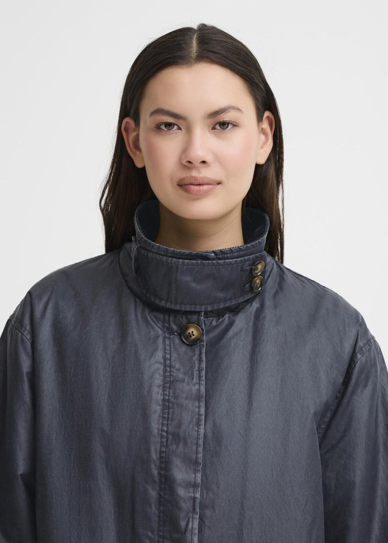 Ganilo Long Jacket | Wax Navy