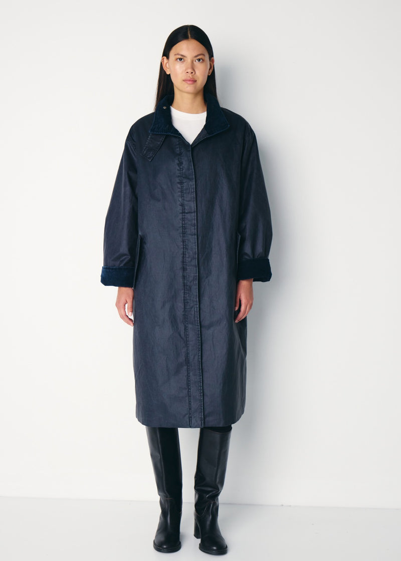 Ganilo Long Jacket | Wax Navy