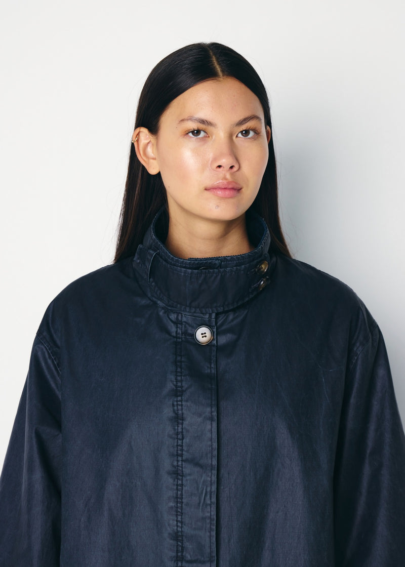 Ganilo Long Jacket | Wax Navy