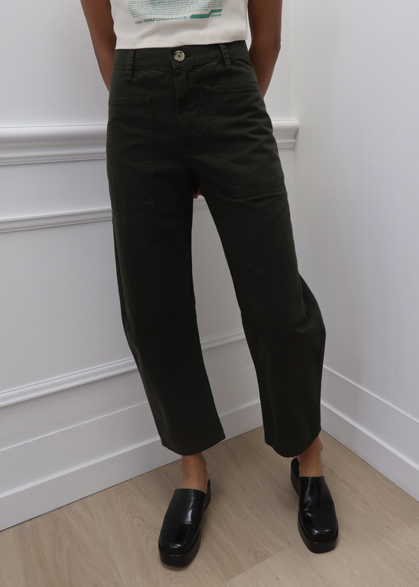 'Brylie' Twill Barrel Leg Pant | Locust
