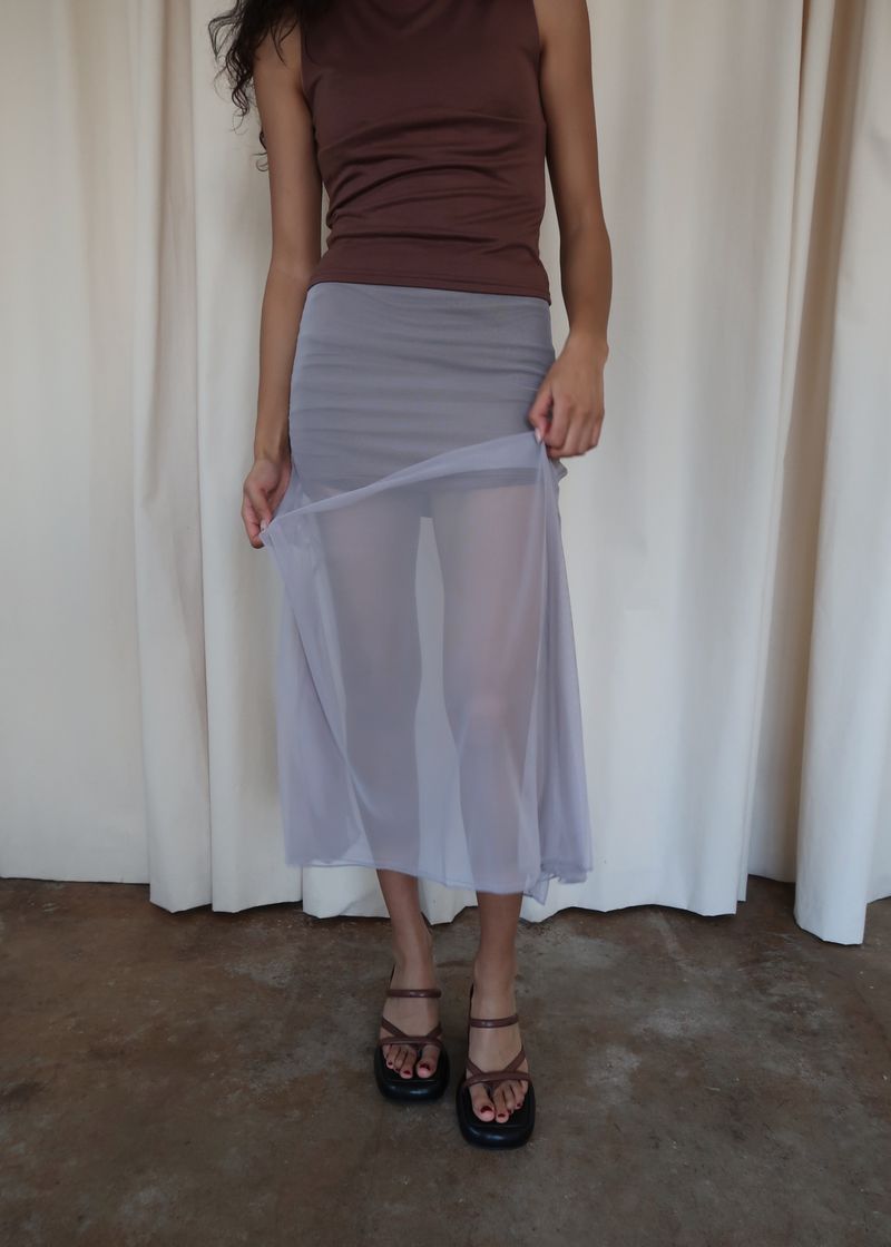 2-Way Mesh Midi Skirt