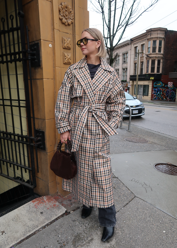 'Toini' Checkered Water Repellent Trenchcoat