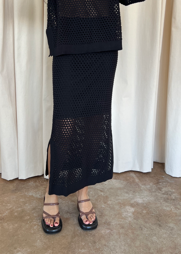 'Halaine' Midi Knitted Mesh Skirt with Liner