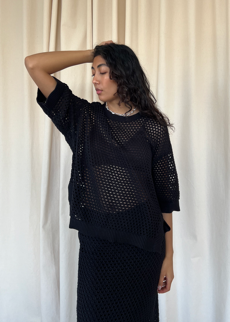 'Halaine' Knitted Mesh Top