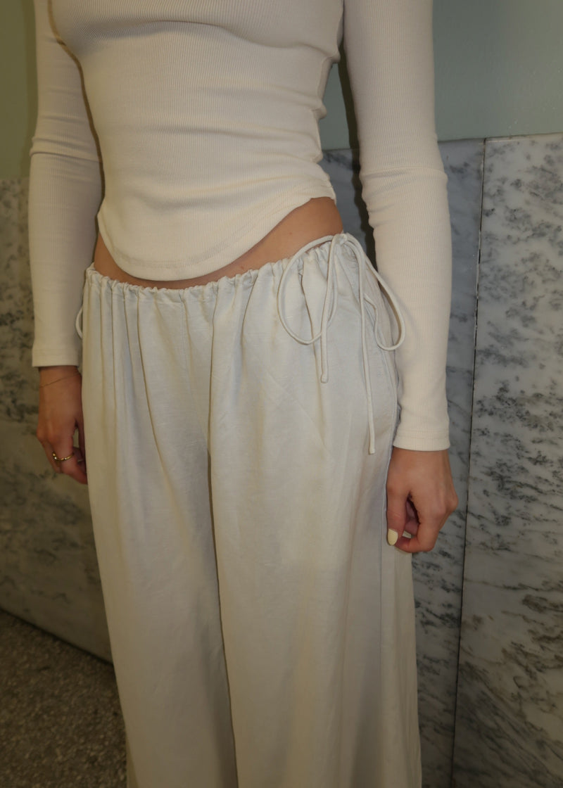 'Agnes' Pants with Adjustable Side Drawstrings | Natural