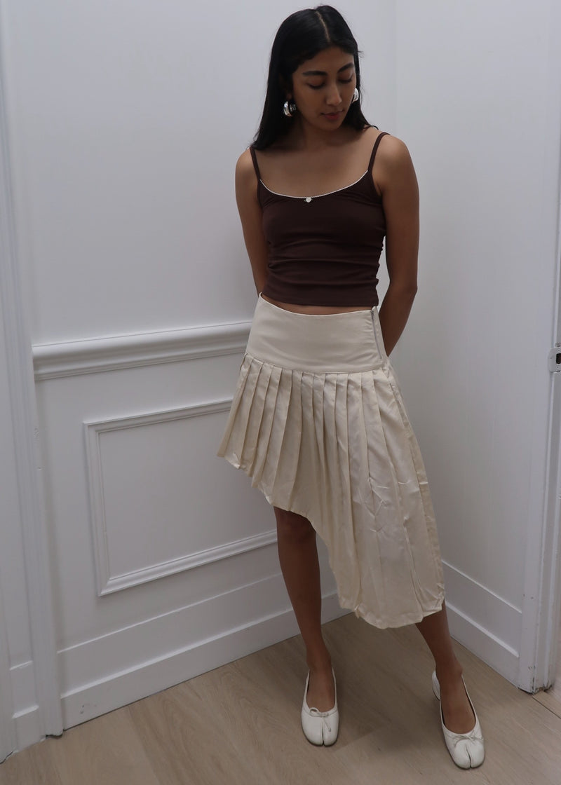 Plisse Silk Cotton Skirt