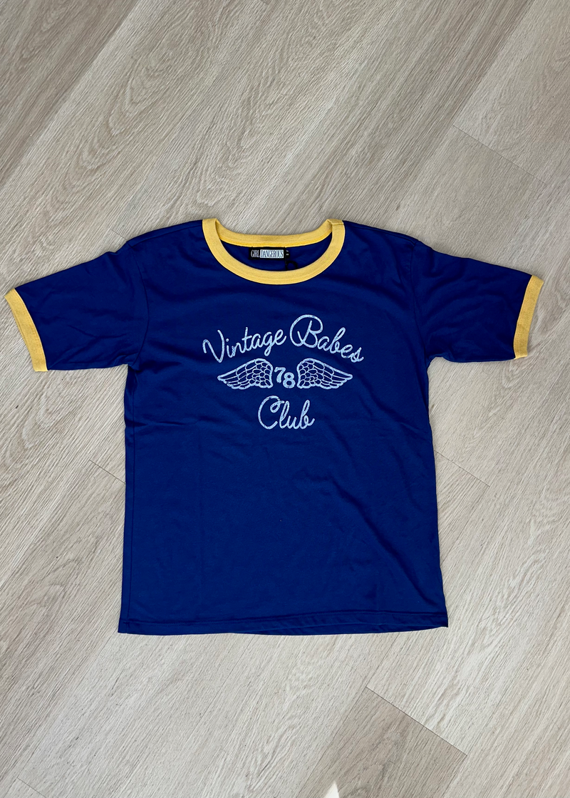 'Vintage Babes Club' Ringer Tee