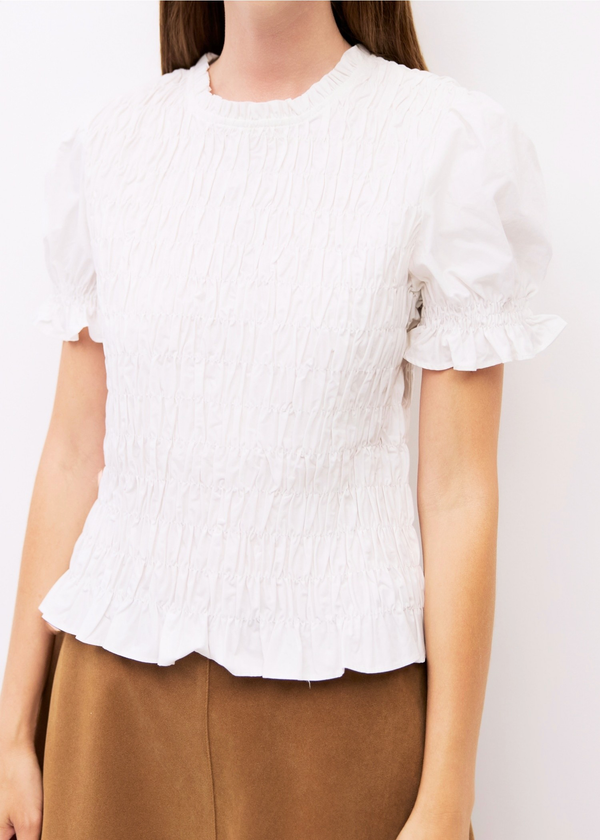Bristol Smocked Top | White