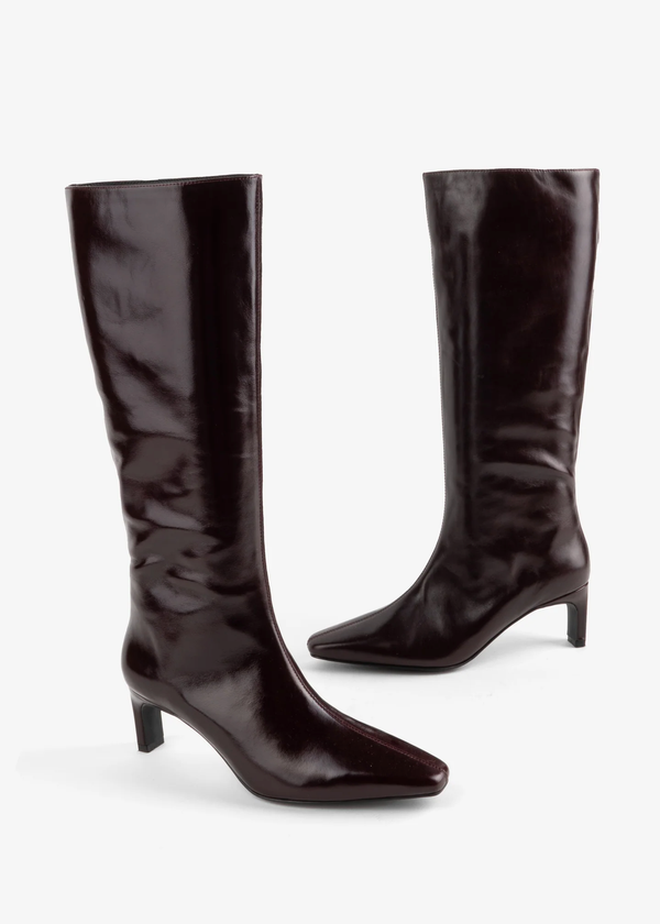 Seville Leather Knee High Boots | MAROON