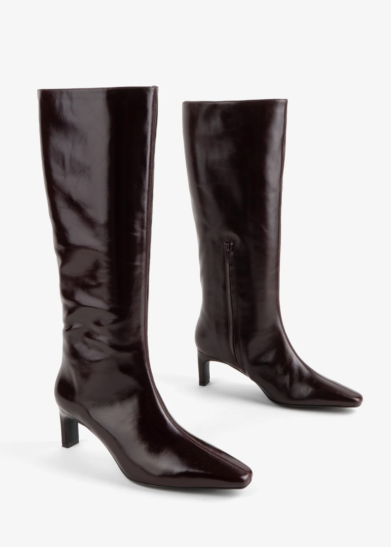 Seville Leather Knee High Boots | MAROON