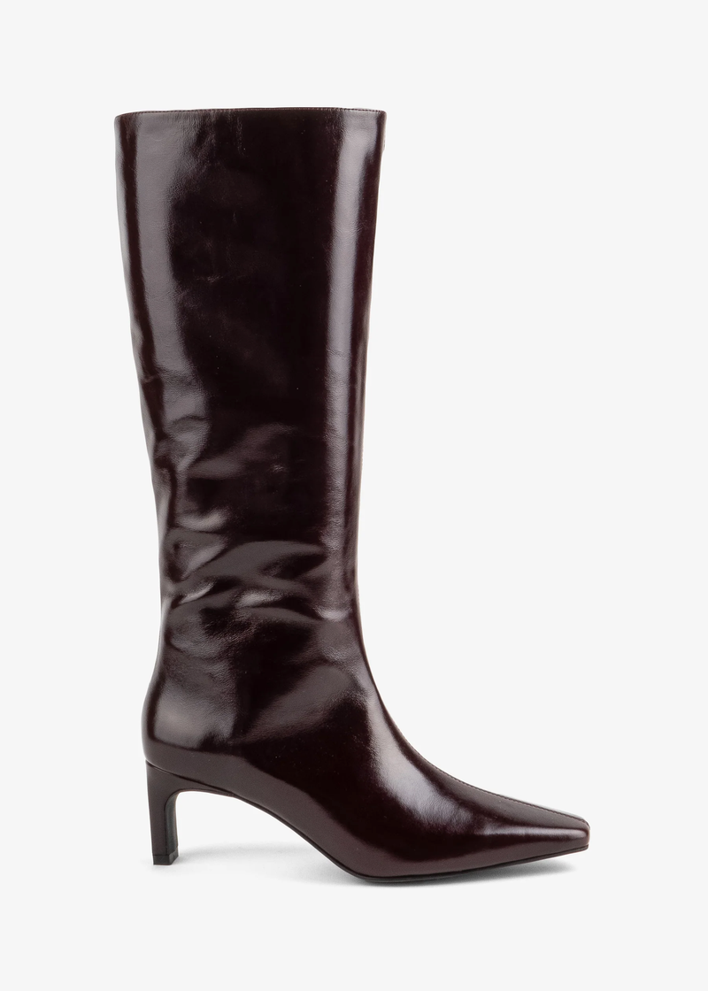 Seville Leather Knee High Boots | MAROON