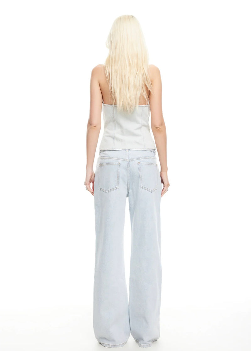 Afterglow Halter Top | Light Denim