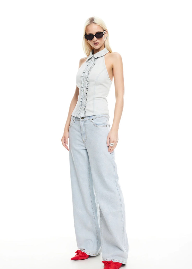Afterglow Halter Top | Light Denim