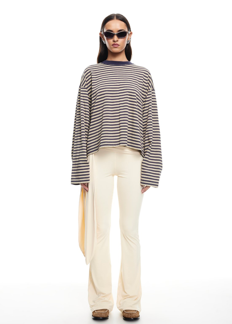 Bloom Long Sleeve | Beige Stripe
