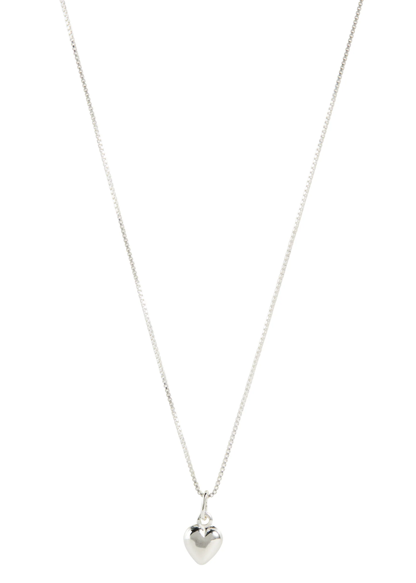 Florence Box Chain Necklace with Heart Pendant | Sterling Silver