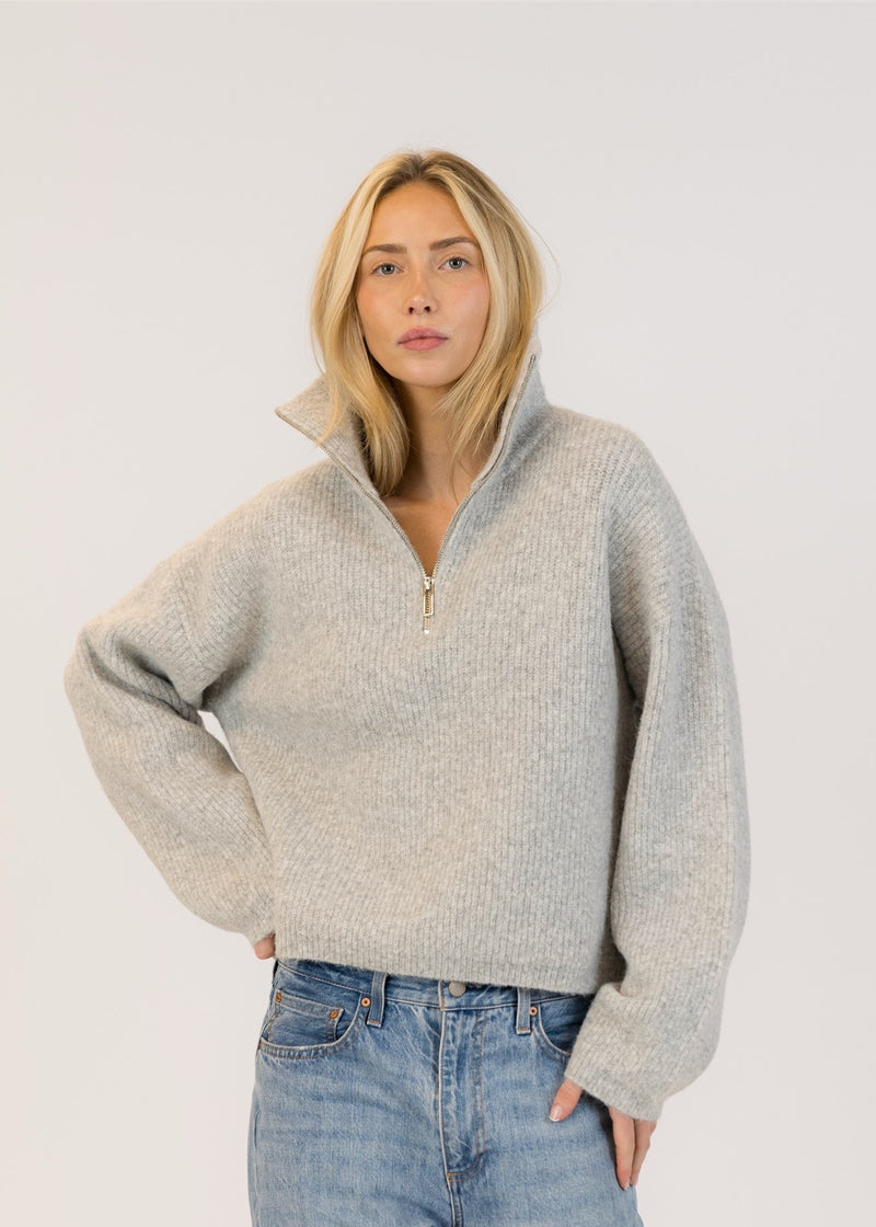 Eva Half-Zip Ribbed Sweater