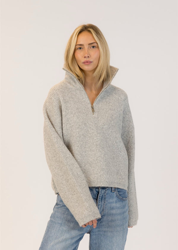 Eva Half-Zip Ribbed Sweater