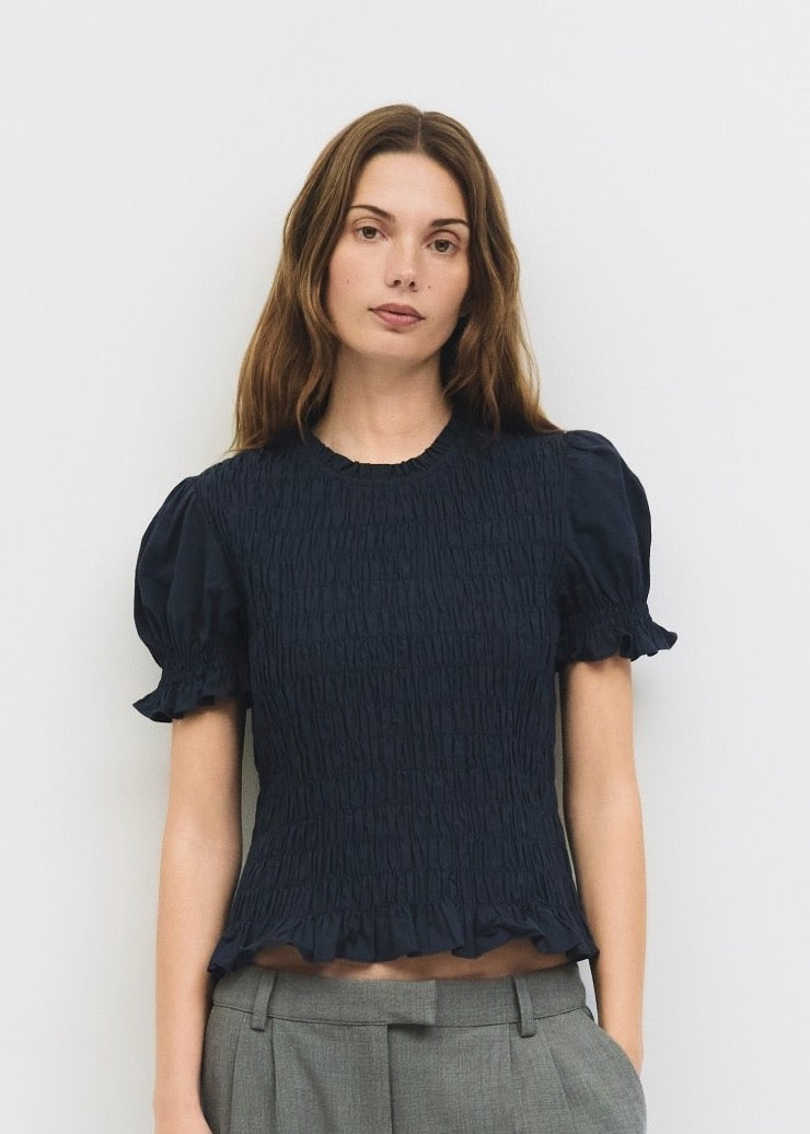 Bristol Smocked Top | Navy
