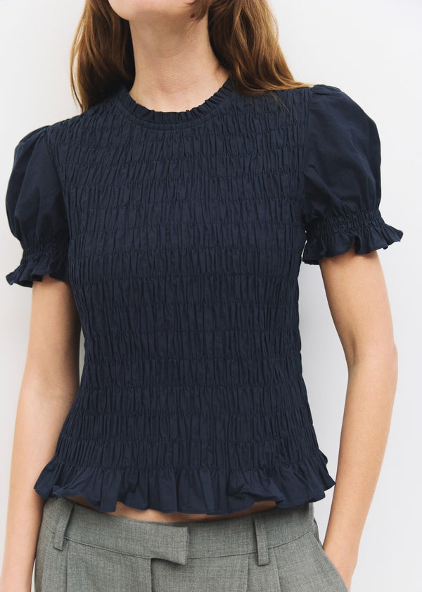 Bristol Smocked Top | Navy