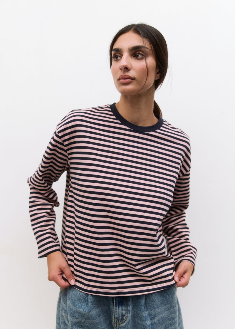 Callahan Striped Long Sleeve Top | Pink & Navy