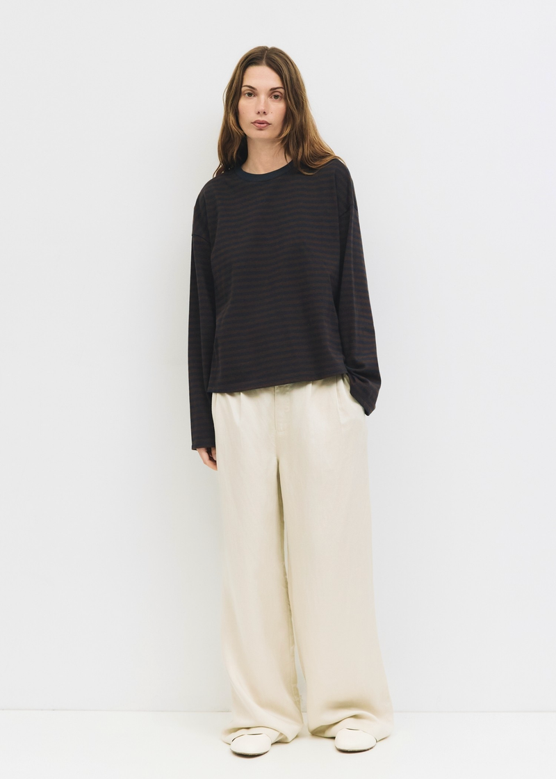 Callahan Striped Long Sleeve Top | Brown & Navy
