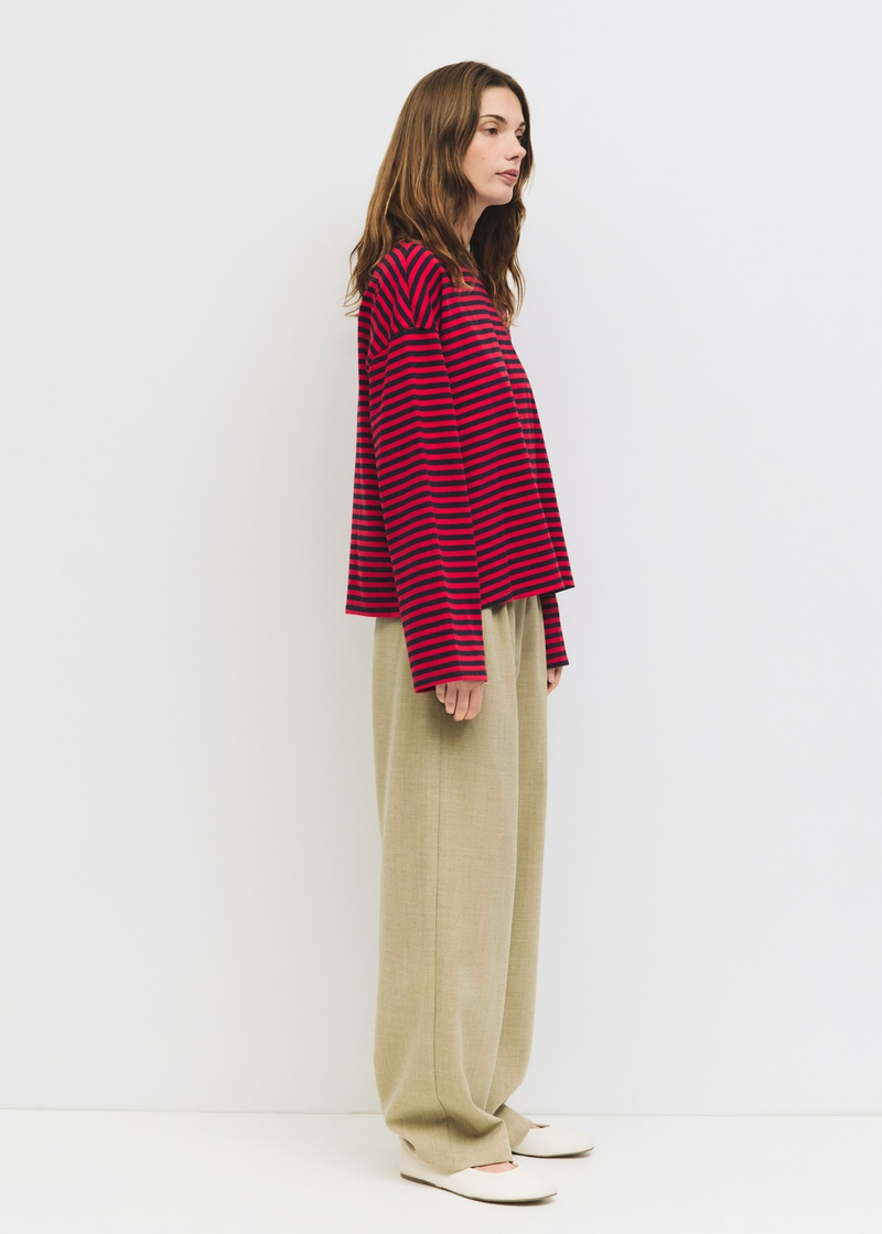Callahan Striped Long Sleeve Top | Red & Navy