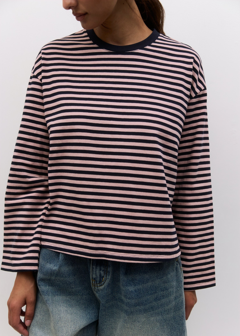 Callahan Striped Long Sleeve Top | Pink & Navy