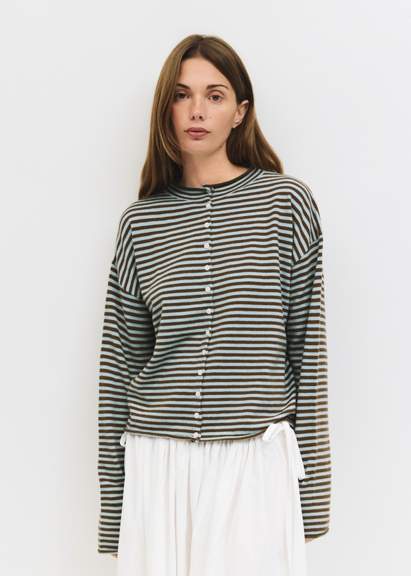 Elisa Striped Cardigan | Blue & Brown