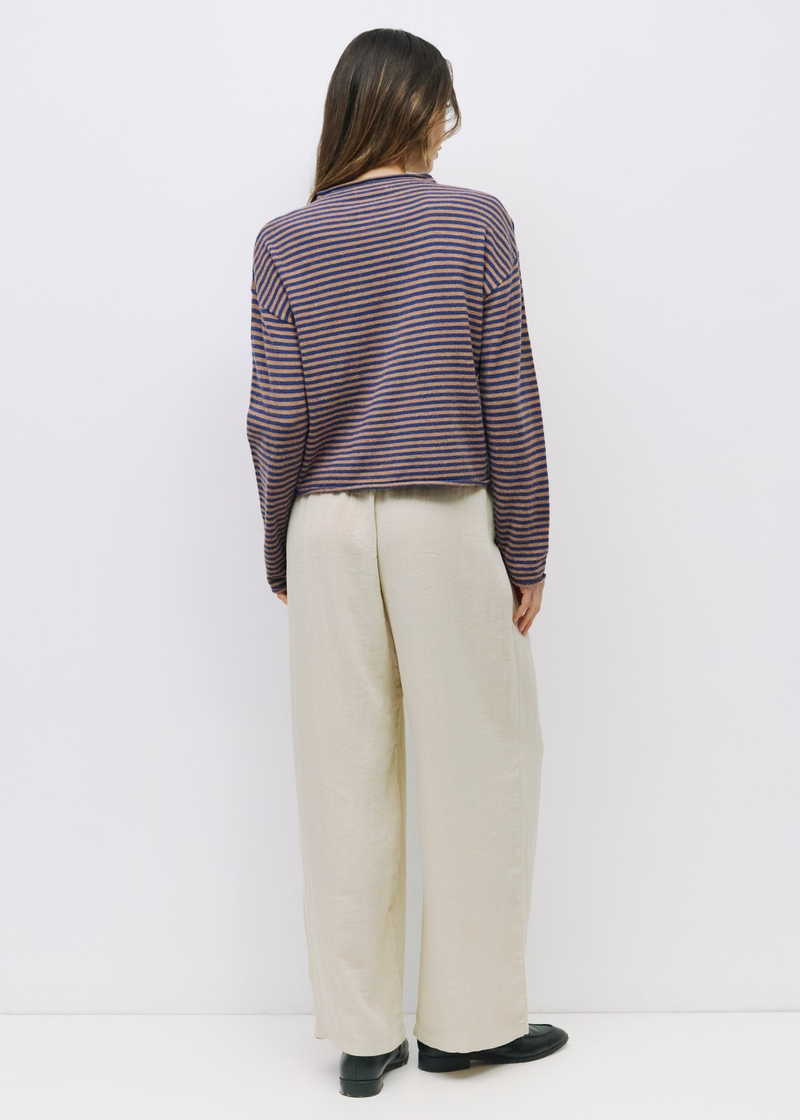 Elisa Striped Cardigan | Brown & Navy